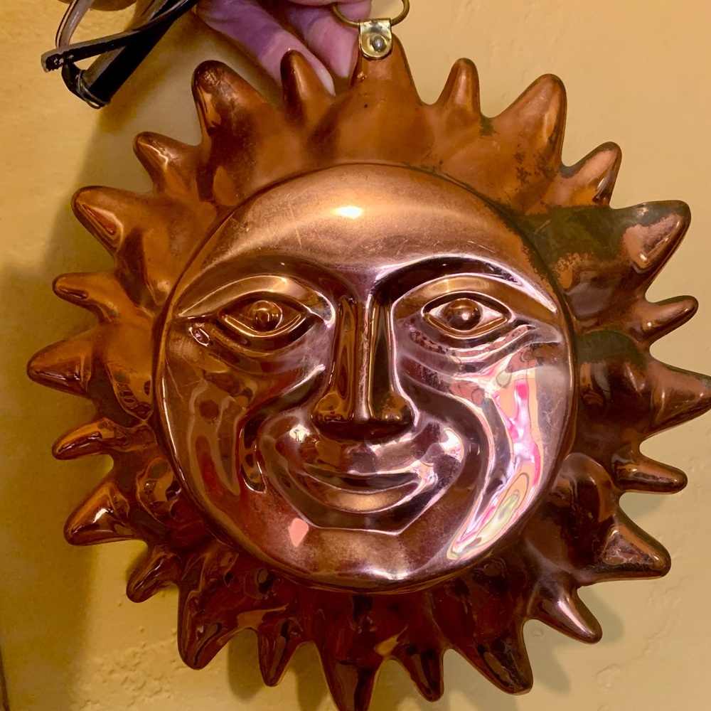 Copper Sun Wall Decor with Patterned Linens from Pottery Barn - Picture 7 of 8